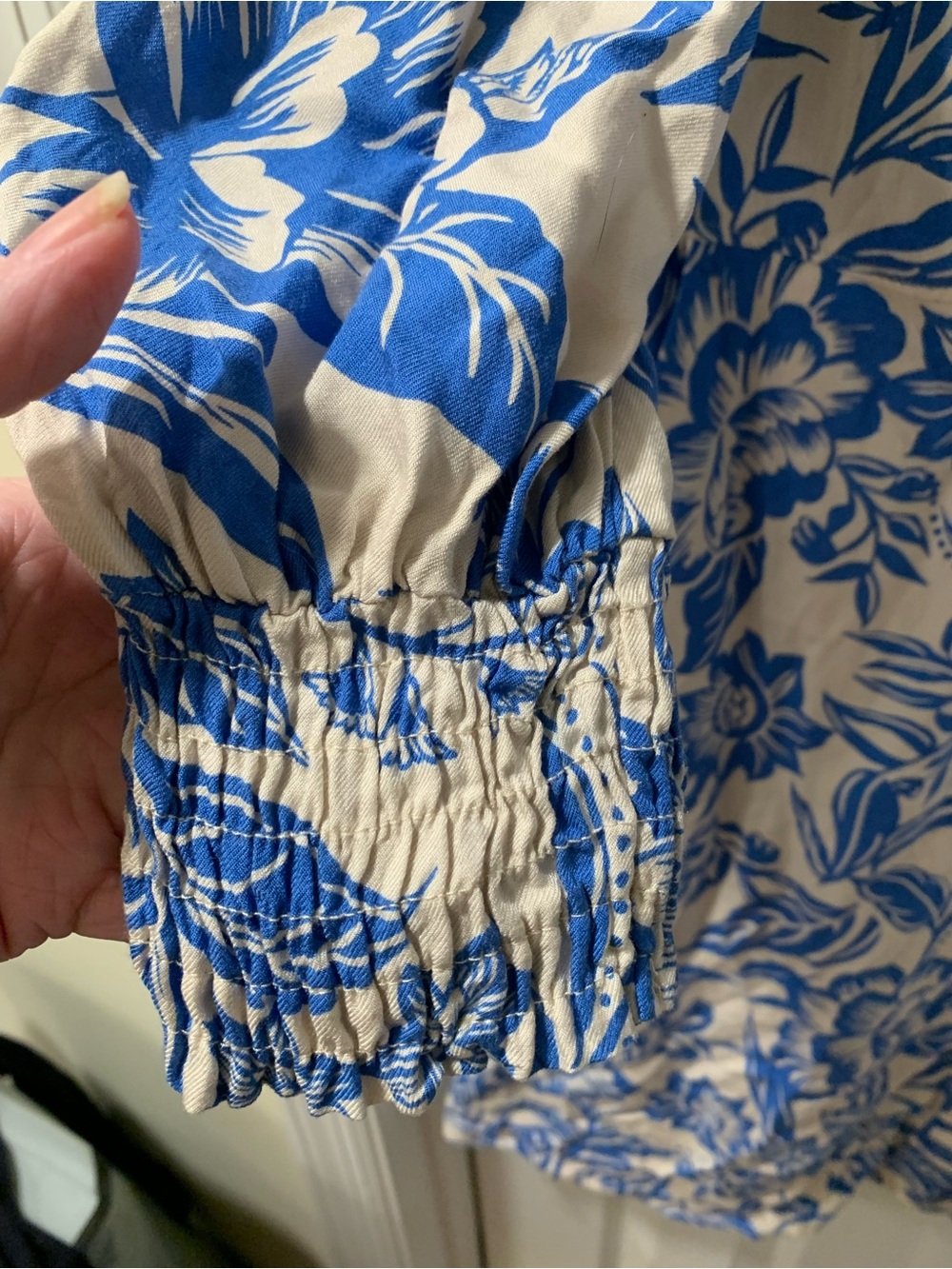 CAbi Blue and White Floral Shirt Dress - Picture 4 of 7